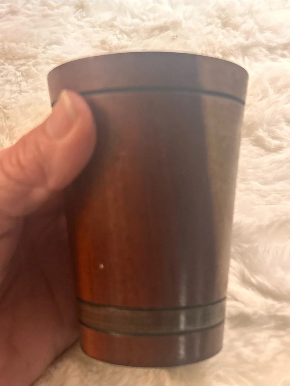 Vintage Tiki Wood Wooden Glass Cup - Picture 2 of 6